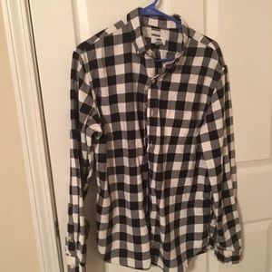 Checker black and white button down